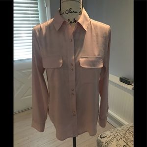 Ballet Pink Long Sleeve Adjustable Dress Shirt Women Size S/P Runs Big Fits Reg